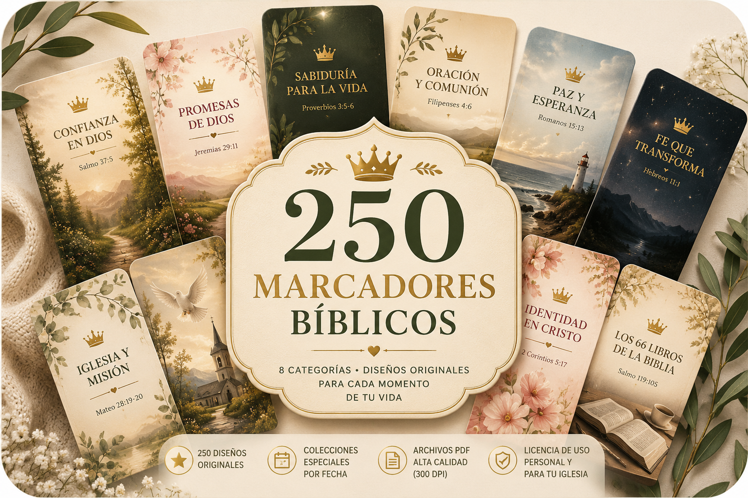 Colección completa de 250 marcadores bíblicos imprimibles